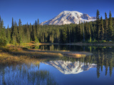 Mt Rainier Reflected in Reflection Lake  Mt Rainier National Park  Washington  Usa