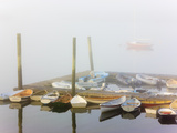 Skiffs and Morning Fog in Southwest Harbor  Maine  Usa