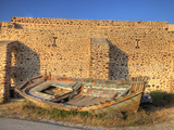 Old Fishing Boat on Dry Land  Oia  Santorini  Greece