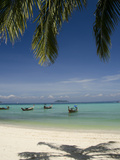 Thai Longboats Along the Coast of Phi Phi Don Island  Phuket  Andaman Sea  Thailand