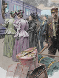 Platform at a Railway Station Late 19th Century  Drawing by Marchetti