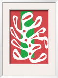 Algue Blanche sur Fond Rouge et Vert  c19