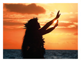 To Ask a Blessing: Hawaiian Hula Dancer at Sunset