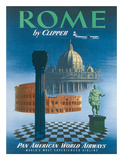 Pan American: Rome by Clipper - Vatican and Coliseum  c1951