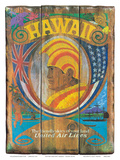 United Air Lines: Hawaii - Wood Panel Sign  c1960s