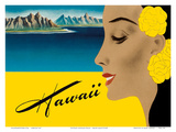 Ocean Liner to Hawaii - Luggage Decal  c1940s