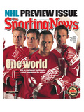 Detroit Red Wings Nicklas Lindstrom  Chris Chelios  Steve Yzerman and Dominik Hasek - October 8  20