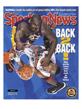Los Angeles Lakers' Shaquille O'Neal and Philadelphia 76ers' Dikembe Mutombo - NBA Champions - June