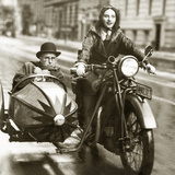 Wilhelm Bendow in a Sidecar  1930