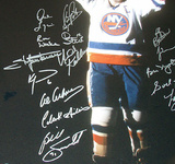 Dennis Potvin with Stanley Cup in the Dark 16 Signature
