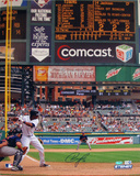 Austin Jackson Tigers White Jersey At Bat vs Indians Autographed Photo (Hand Signed Collectable)
