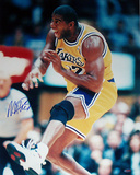 Magic Johnson Lakers Yellow Jersey Yelling Vertical