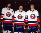 Bossy/Gillies/Trottier Pose On Ice