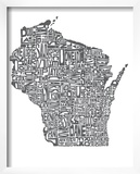 Typographic Wisconsin Charcoal
