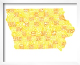 Typographic Iowa Yellow Orange