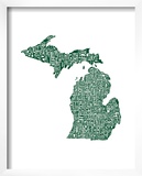 Typographic Michigan Forest Green