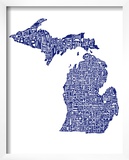 Typographic Michigan Navy