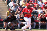 Tempe  AZ - March 10: Giants v  Angels of Anaheim - Erick Aybar  Eli Whiteside