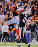 Hakeem Nicks Signed Super Bowl XLVI Catch While Being Tackled Vertical Photo
