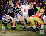 Eli Manning Signed 2012 NFC Championship Game At Line Photo Horizontal