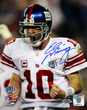 Eli Manning Signed Fist Pump Vertical Photo