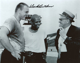 Dick Butkus Chicago Bears Black and White with George Halas and Gale Sayers