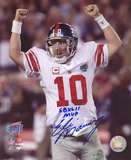 Eli Manning New York Giants - Super Bowl Celebration with SB XLII MVP Inscription