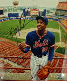 Doc Gooden Mets Blue Jersey Tossing Ball in Air Vertical Photo