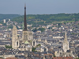 Skyline  Notre Dame Cathedral and Town Seen From St Catherine Mountain  Rouen  Normandy  France