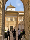 Alcazar Entrance With Tourists  UNESCO World Heritage Site  Seville  Andalucia  Spain  Europe