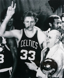 Larry Bird Boston Celtics Cigar Celebration with Red Auerbach  Black and White