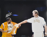 Magic Johnson Los Angeles Lakers Bird Jersey Retirement Autographed Photo (Hand Signed Collectable)