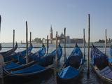Moored Gondolas and the Island Church of San Giorgio Maggiore  Venice  Veneto  Italy