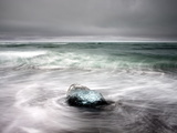 Piece of Glacial Ice Washed Ashore By the Incoming Tide Near Glacial Lagoon at Jokulsarlon  Iceland