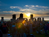 Sunrise at Summer Solstice Celebrations  Stonehenge  Wiltshire  England  Uk