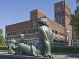 Family Group Sculpture in Front of the Town Hall  Oslo  Norway  Scandinavia  Europe