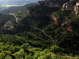 View Across the Limestone Ravine Beaneath the Medieval Village of Siurana  Catalonia  Spain