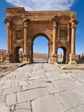 Arch of Trajan  in the Roman Ruins  Timgad  Algeria  North Africa  Africa