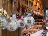 Christmas Decorations of Angels in Glass Balls at Stall  Christmas Market at Schlosspark  Austria