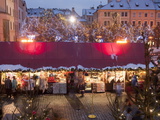 Stalls at Christmas Market in the Evening  Old Town Square  Stare Mesto  Prague  Czech Republic