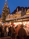 Christmas Market With Decorated Stall  People and Christmas Tree  Annaberg-Bucholz  Germany