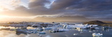 Icebergs Floating on the Jokulsarlon Glacial Lagoon at Sunset  Iceland  Polar Regions