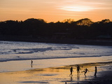 People Playing Football on the Beach at La Libertad  Pacific Coast  El Salvador  Central America