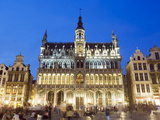 Hotel De Ville (Town Hall) in the Grand Place Illuminated at Night  UNESCO Heritage Site  Brussels