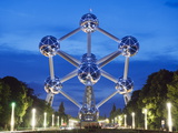 1958 World Fair  Atomium Model of An Iron Molecule  Illuminated at Night  Brussels  Belgium  Europe