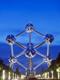 1958 World Fair  Atomium Model of An Iron Molecule  Illuminated at Night  Brussels  Belgium  Europe