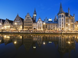 Night Time Reflection of Waterfront Town Houses  Ghent  Flanders  Belgium  Europe
