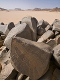 Old Rock Inscriptions in the Tassili N'Ajjer  Sahara  Southern Algeria  North Africa  Africa