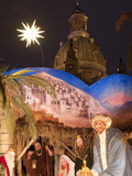 Nativity Scene at Christmas Market in Front of Frauen Church  Innere Altstadt  Dresden  Germany