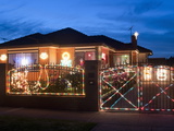 Christmas Decoration of Melbourne Suburban House at Twilight  Altona Suburb  Australia